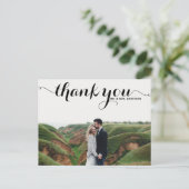 黒書道台本結婚の写真ありがとう ポストカード (スタンド正面)