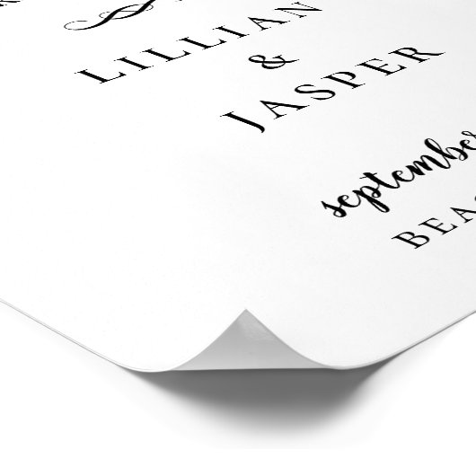 黒書道台本結婚の歓迎サイン ポスター (角)