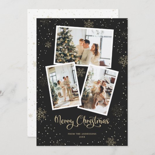 黒書雪写真メリークリスマスカード シーズンカード (正面/裏面)