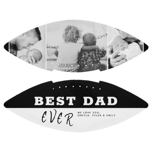 黒最高のパパ父の日3写真コラージュ アメリカンフットボール (パネル)