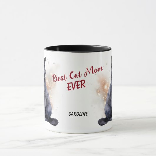 黒最高の猫マママエバースター紙吹雪 マグカップ (中央)