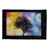 黒木の太陽の月の宇宙の夕日 枕カバー (裏面-左)