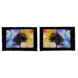 黒木の太陽の月の宇宙の夕日 枕カバー