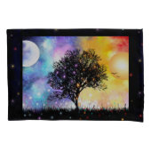 黒木の太陽の月の宇宙の夕日 枕カバー (正面左)