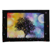 黒木の太陽の月の宇宙の夕日 枕カバー (正面右)