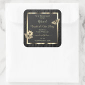 黒木の樹皮と木目の金ゴールド製品ラベル スクエアシール (バッグ)