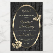 黒木の樹皮と木目の金ゴールド製品ラベル フードラベル (シングルラベル)