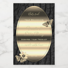 黒木の樹皮と木目の金ゴールド製品ラベル フードラベル