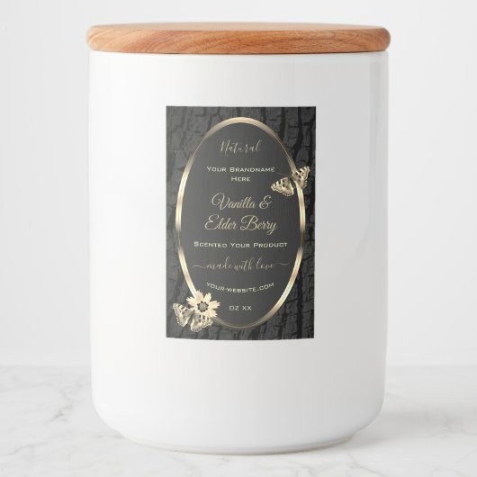 黒木の樹皮と木目の金ゴールド製品ラベル フードラベル (正面)