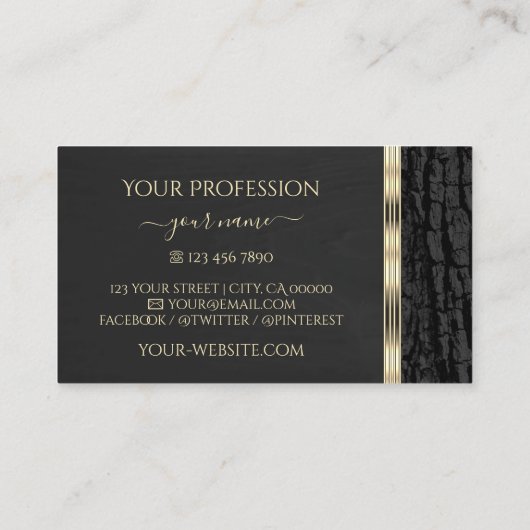 黒木バーク木目金ゴールド華美縁ど 名刺 (裏面)