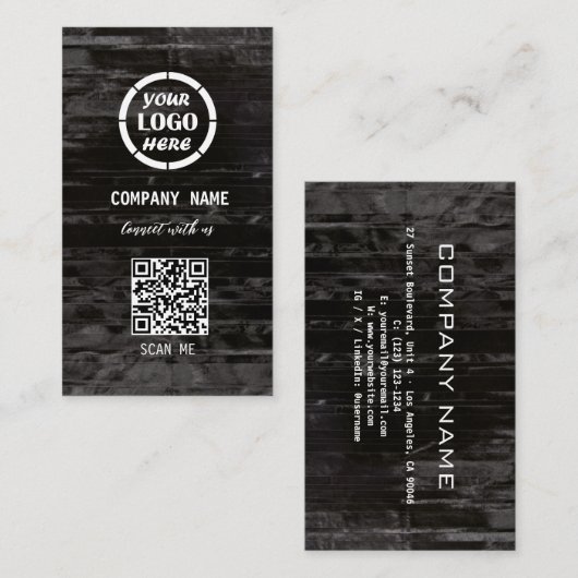 黒木プロフェッショナルデザインモダンQRコード 名刺 (正面/裏面)