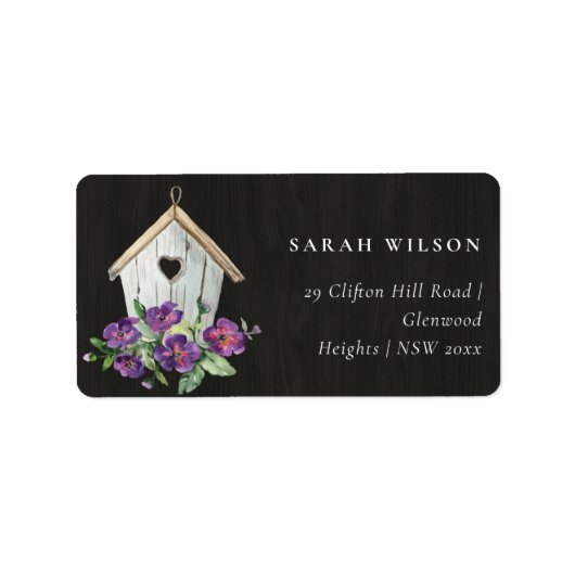 黒木木材フローラ素朴バードハウスアドレス ラベル (正面)