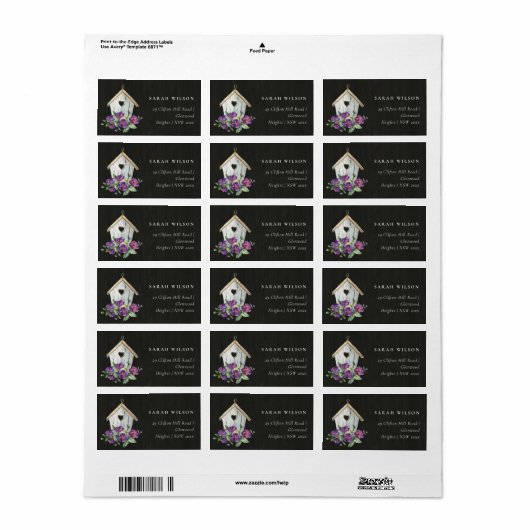 黒木木材フローラ素朴バードハウスアドレス ラベル (フルシート)