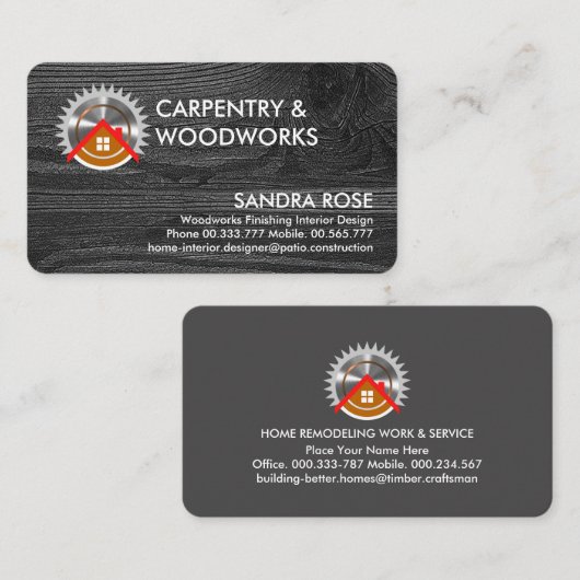 黒木材層ホームソーウッドワーク 名刺 (正面/裏面)