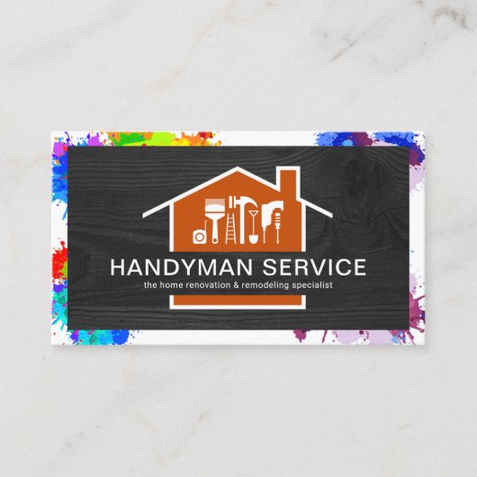 黒木材絵を描（ばちゃばちゃ）跳ねる枠 名刺 (正面)