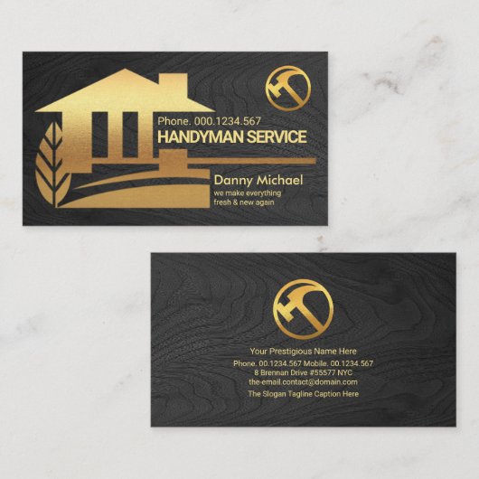 黒木材金ゴールドホーム修理、便利屋 名刺 (正面/裏面)
