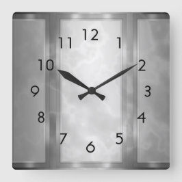 黒木炭大理石パネル スクエア壁時計