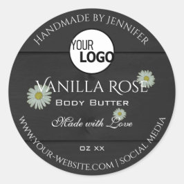 黒木目製品ラベルフローラデイジーロゴ ラウンドシール