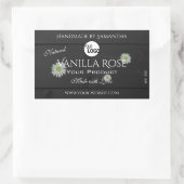 黒木目製品ラベルフローラデイジーロゴ 長方形シール (バッグ)