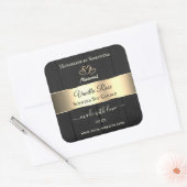 黒木目金ゴールドデコール製品ラベルハート スクエアシール (封筒)