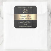 黒木目金ゴールドデコール製品ラベルハート スクエアシール (バッグ)