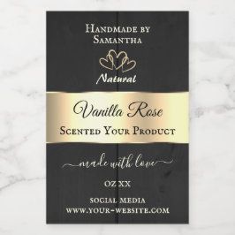 黒木目金ゴールドデコール製品ラベルハート フードラベル