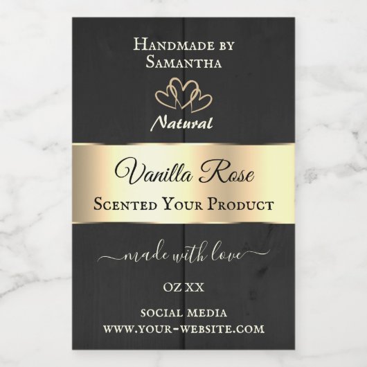 黒木目金ゴールドデコール製品ラベルハート フードラベル (シングルラベル)