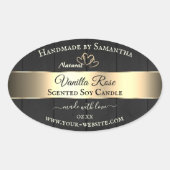 黒木目金ゴールドデコール製品ラベルハート 楕円形シール (正面)