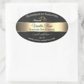 黒木目金ゴールドデコール製品ラベルハート 楕円形シール (バッグ)