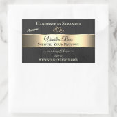 黒木目金ゴールドデコール製品ラベルハート 長方形シール (バッグ)