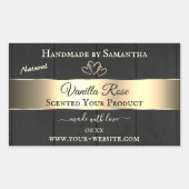 黒木目金ゴールドデコール製品ラベルハート 長方形シール (正面)