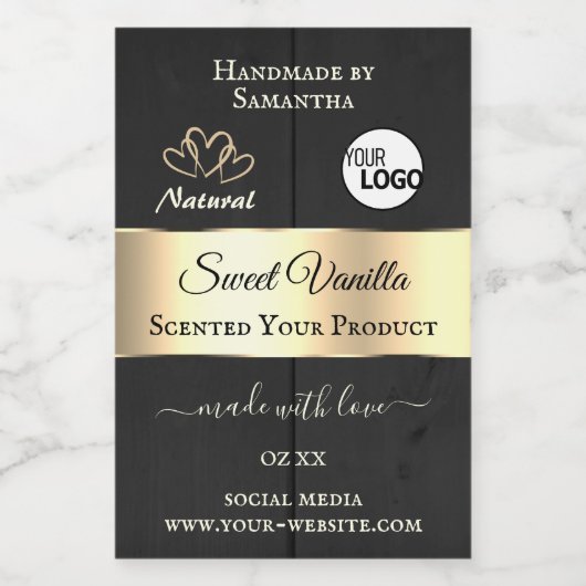 黒木目金ゴールドデコール製品ラベルロゴ フードラベル (シングルラベル)