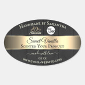 黒木目金ゴールドデコール製品ラベルロゴ 楕円形シール (正面)