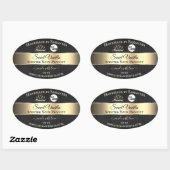 黒木目金ゴールドデコール製品ラベルロゴ 楕円形シール (シート)