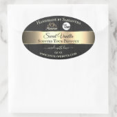 黒木目金ゴールドデコール製品ラベルロゴ 楕円形シール (バッグ)