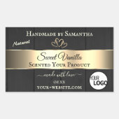 黒木目金ゴールドデコール製品ラベルロゴ 長方形シール (正面)