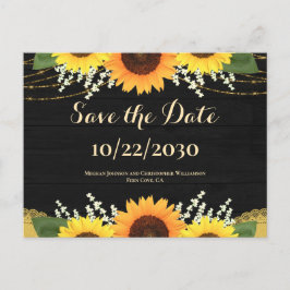黒木素朴のヒマワリの結婚式の日付保存 案内ポストカード