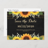 黒木素朴のヒマワリの結婚式の日付保存 案内ポストカード (正面/裏面)