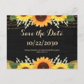 黒木素朴のヒマワリの結婚式の日付保存 案内ポストカード (正面)