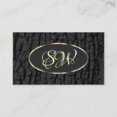 黒木素朴樹皮オーバル金ゴールドモノグラ縁どム 名刺 (正面)