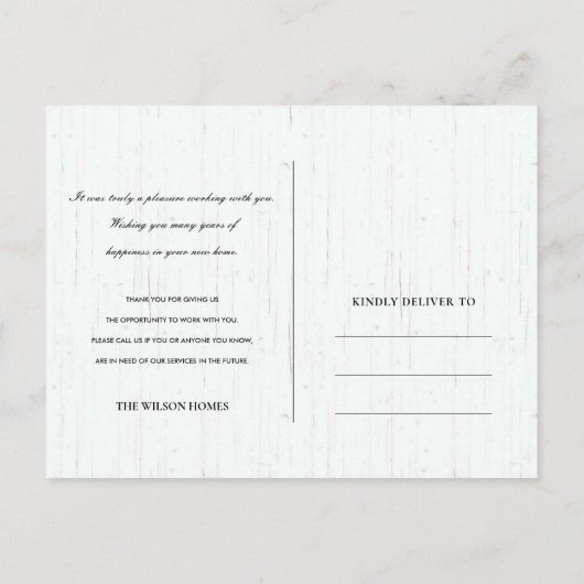 黒木製フローラバードハウス不動産仲介業者ありがとう 案内ポストカード (裏面)