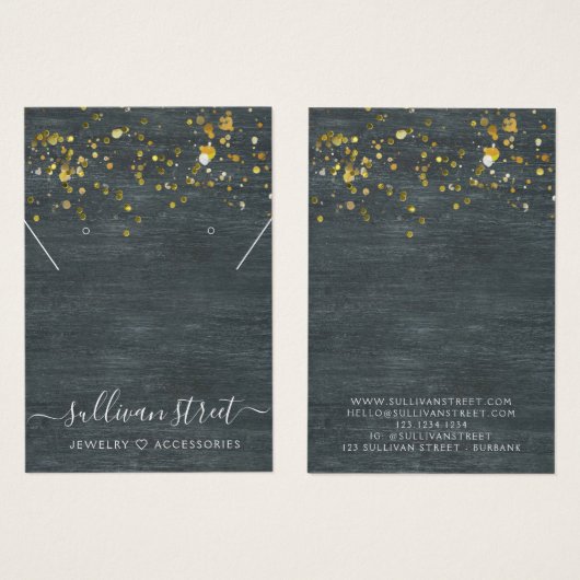 黒木製金ゴールドイヤリングネックレスディスプレイカード (正面&裏面)