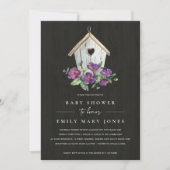 黒木造フローラ素朴バードハウス赤ちゃんシャワー 招待状 (正面)
