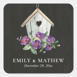 黒木造素朴フローラバードハ結婚ウス スクエアシール