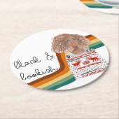 黒本好きブロンド巻き毛 ラウンドペーパーコースター (アングル)