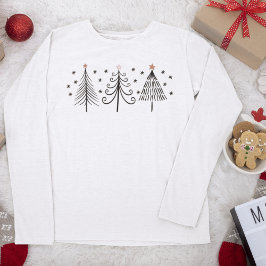 黒松の木の冬のクリスマスモダン Tシャツ