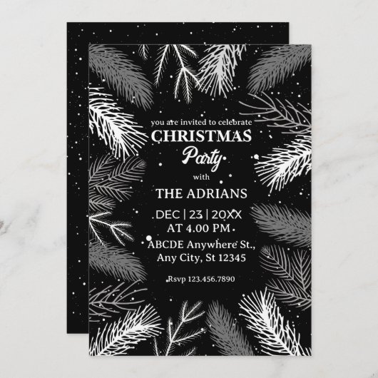 黒松離れの木のパーティー 招待状 (正面/裏面)