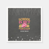 黒板おもしろい先生フローラ退職 スタンダードカクテルナプキン (正面)