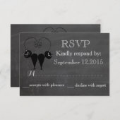 黒板おもしろい猫はカップルの結婚RSPVを愛する 出欠カード (正面/裏面)