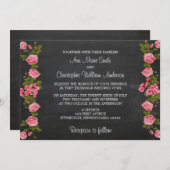 黒板およびヴィンテージの花の結婚式招待状 招待状 (正面/裏面)